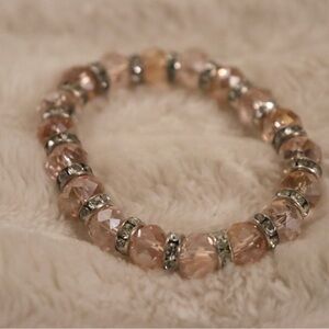 Pink Crystal Beaded Bracelet